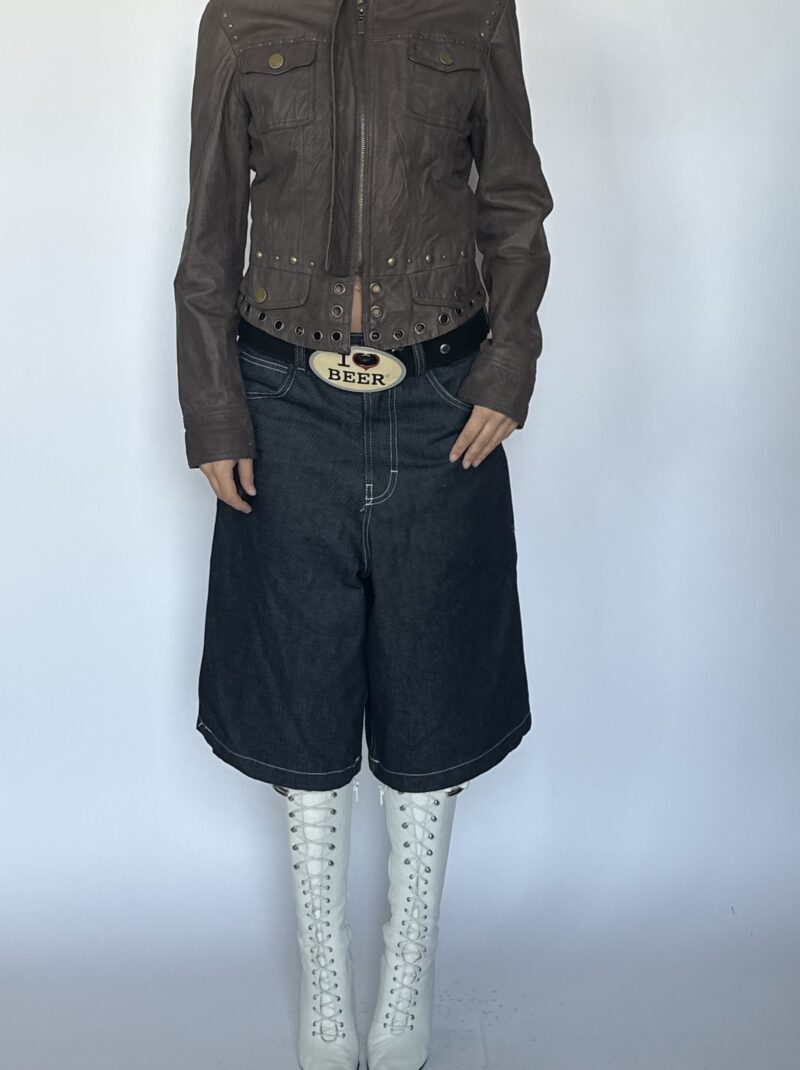 leather lace up biker jacket